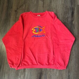 Vintage Maui Fish Red Heavyweight Crewneck Sweatshirt